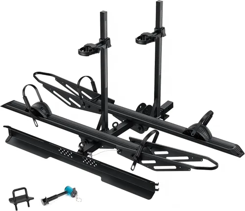 Vista 11 de Young 2 Bike Rack Basculante Montado en Enganche con Pedal Conveniente para Automóviles, SUVs y Camiones, Se Adapta a Enganches de 1.25" y 2