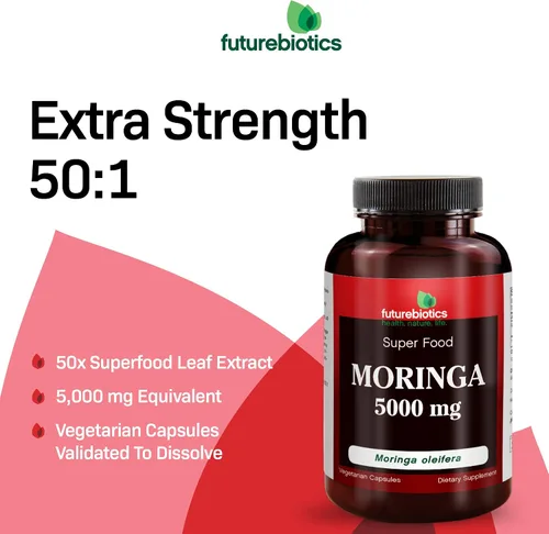 Vista 4 de FutureBiotics Moringa 5000 mg 60 Vegetarian Capsules