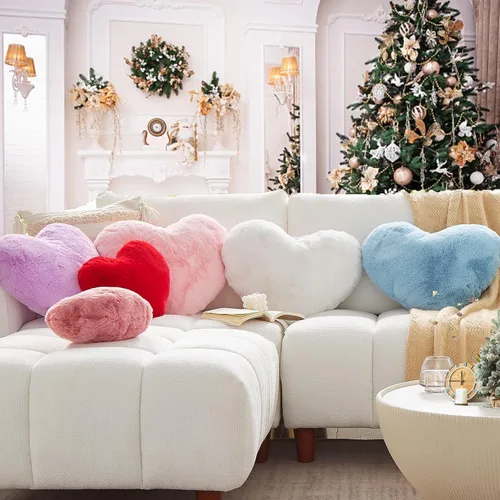 Vista 8 de YRXRUS Almohadas de corazón, almohada en forma de corazón, pequeñas almohadas de corazón rosa polvoriento para regalos, almohadas de imitación