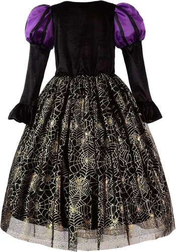 Vista 2 de ReliBeauty Vestido de bruja araña de Halloween para niñas