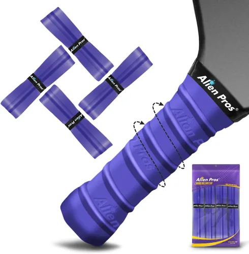Vista 9 de ALIEN PROS Pickleball Overgrip (paquete de 4) con crestas para un mejor control de agarre, cinta de agarre de pickleball precortada y seca al tacto