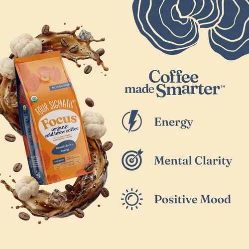 Vista 6 de Four Sigmatic Café Molido Orgánico para Preparación en Frío Tostado Oscuro, Molido Grueso con Melena de León y Chaga Café de Hongos