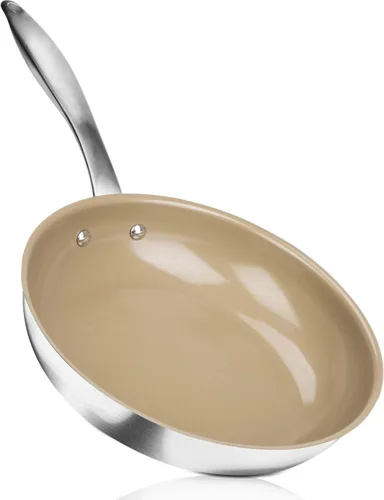 Vista 9 de Duxtop Sartén antiadherente de cerámica, sartén de inducción de acero inoxidable, sartén de 8 pulgadas con parte inferior adherida a impactos