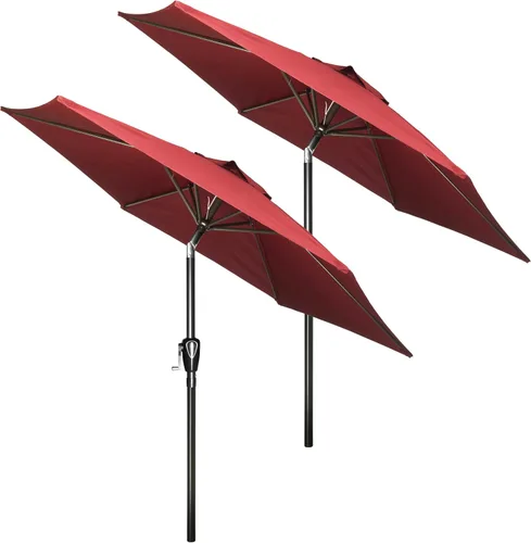 Vista 23 de HealSmart Sombrilla de patio de 7.5 pies con botón de inclinación/manivela, sombrilla de mesa al aire libre, 6 varillas resistentes para jardín
