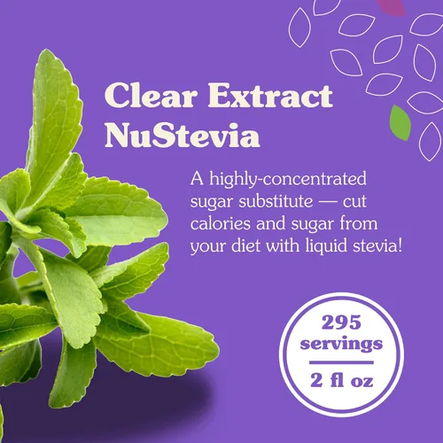 Vista 2 de NuNaturals Clear Extract Stevia, edulcorante a base de plantas, botella de plástico, 2 onzas
