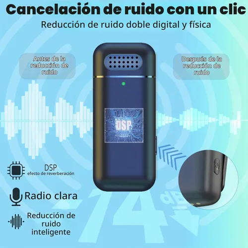 Vista 2 de 2 micrófonos de solapa inalámbricos 3 en 1 para iPhone, iPad, USB C, Android, portátil, con estuche de carga, clip en la solapa, mini micrófono
