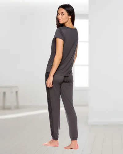 Vista 5 de bebe Conjunto de pijama para mujer camisa de manga corta con pantalones de pijama