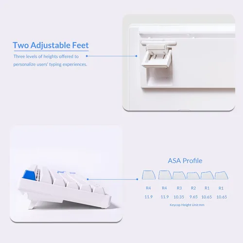 Vista 4 de Akko 3098N Teclado mecánico intercambiable en caliente con conectividad inalámbricaBluetoothcable de 2.4G y retroiluminación RGB personalizable