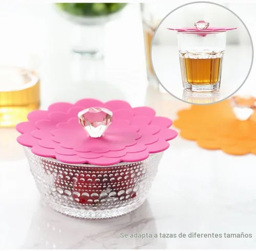 Vista 3 de Tapa de silicona extra grande para taza, té, café, tapas universales para tazas, cubierta para bebidas al aire libre 1 surtido de colores brillantes