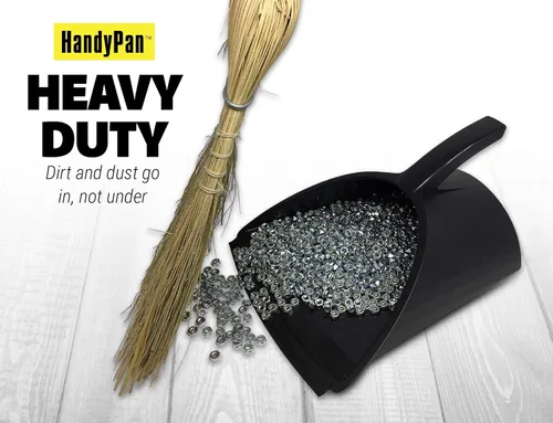 Vista 5 de HandyPan - Recogedor resistente, color negro, grande, fabricado en los Estados Unidos con borde de sellado apretado para mantener el polvo