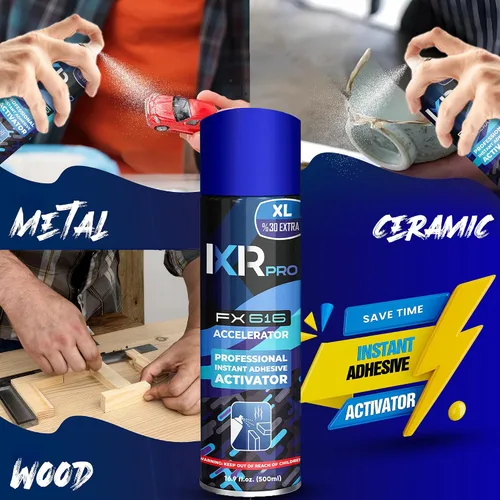 Vista 6 de ixirpro CA Glue Activator Spray (2 x 16.9 oz) – Acelerador de Super Pegamento para unión instantánea Activador de cianoacrilato de secado rápido