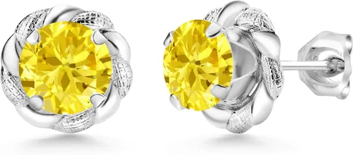 Vista 294 de Gem Stone King Aretes de plata de ley 925 de 0.236 in con piedra natal redonda para mujer