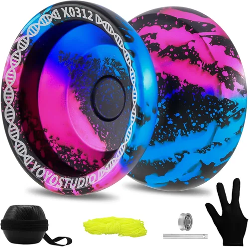 Vista 16 de YOYOSTUDIO X0312 Yoyo Profesional de Trucos Responsivo para Niños de 8-12 o Más, Yoyo de Girar con Dedo de Metal para Adultos con Kit de Rodamientos
