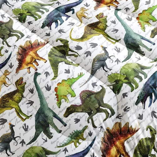 Vista 5 de BailiPromise Jurassic Dino - Juego de edredón de 3 piezas, tamaño individual, edredón para niños con fundas de almohada, para todas las estaciones