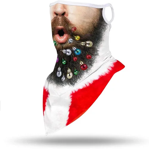 Vista 2 de GLUDEAR Máscara facial fea de Papá Noel, reutilizable, lavable, para el cuello, polaina para las orejas