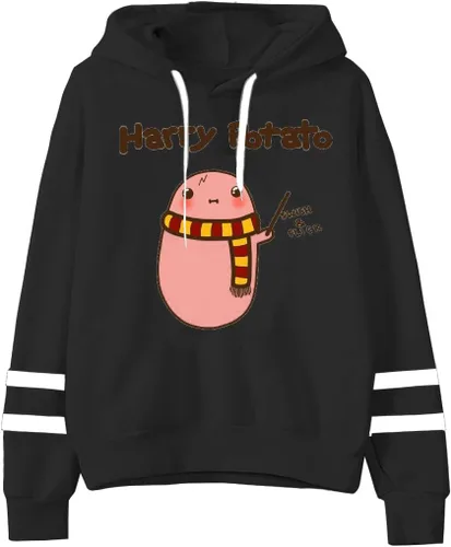 Vista 3 de Fronage Sudadera con capucha para adolescentes y niñas, de manga larga, linda sudadera con capucha, sudaderas con capucha para mujer H Black a