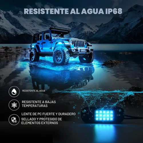 Vista 3 de SHINIGHT Luces LED de roca para camiones, kit de 6 cápsulas de luces para Jeep, kit de iluminación exterior con control de aplicación, modo