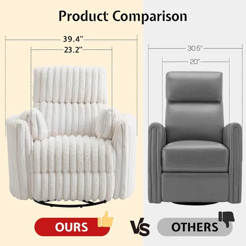 Vista 5 de Jocisland Silla Mecedora Eléctrica para Guardería, Sillas Reclinables Giratorias de Gran Tamaño para Adultos con 2 Almohadas, USB y Tipo-C, Cómodo