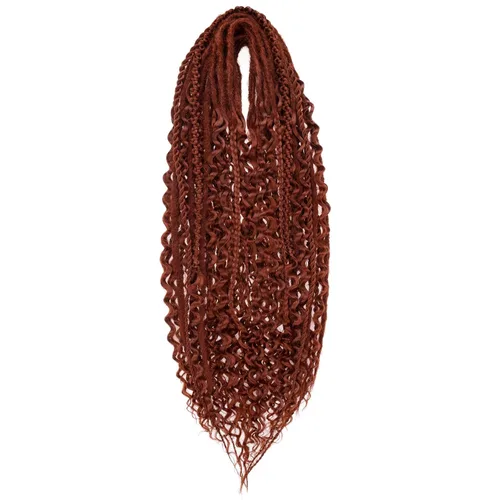 Vista 62 de Leeven Extensiones de Rastas Sintéticas de Doble Punta de 24 Pulgadas 30 Hebras Rastas Boho 613 Rubio 3 Estilos Mixtas Onduladas Rizadas DE Rastas