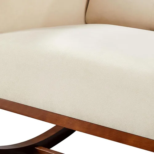 Vista 6 de Topeakmart Mecedora tapizada para cuarto de bebé, moderna silla de acento con patas de madera, bolsillo lateral, sillón mecedor para guardería, sala