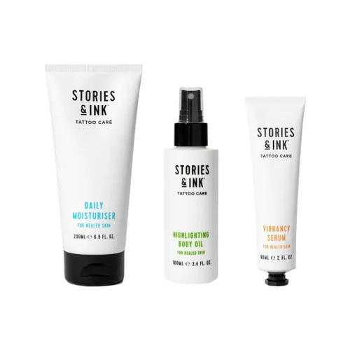 Vista 12 de Stories & Ink Tattoo Care Aceite corporal destacado para tatuajes curados Aceite de brillo instantáneo para mejorar la vitalidad de la tinta