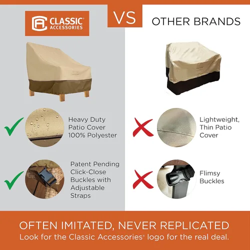 Vista 2 de Classic Accessories Veranda - Funda resistente al agua de 58 pulgadas de profundidad para sofá/sofá de dos plazas de patio, fundas para muebles