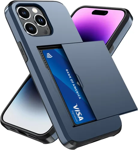 Vista 67 de Qinmay Funda compatible con iPhone 7 Plus/8 Plus con tarjetero, doble capa a prueba de golpes, funda protectora resistente con ranura oculta Negro