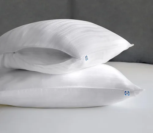 Vista 2 de Sealy Funda de almohada, protector de almohada suave y cómodo, paquete de 2, funda de almohada estándar/Queen