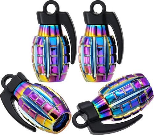 Vista 9 de 4 tapas de válvula de neumático, cubiertas universales de válvula de neumático de aleación de aluminio para automóviles, camiones, SUV, Negro