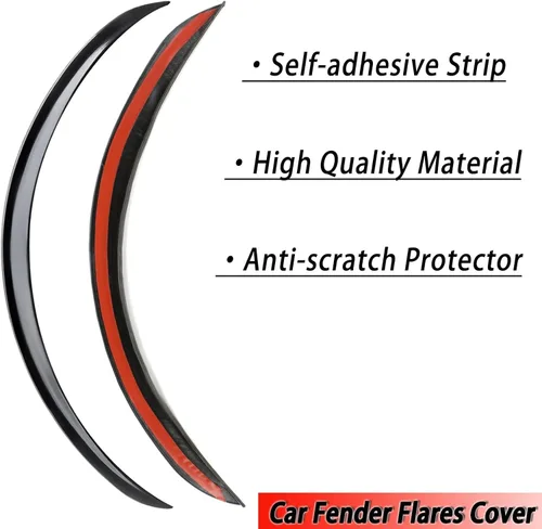 Vista 3 de AUTOXBERT 2 piezas universales negras para guardabarros de rueda de automóvil, camión, cejas, arcos de cejas, protector de arcos de rueda extra