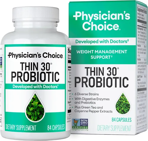 Vista 9 de Physician's CHOICE Probióticos para controlar el peso y la hinchazón, 30 unidades 6 Probiotic Strains, Prebiotics, Cayenne, & Green Tea for Gut