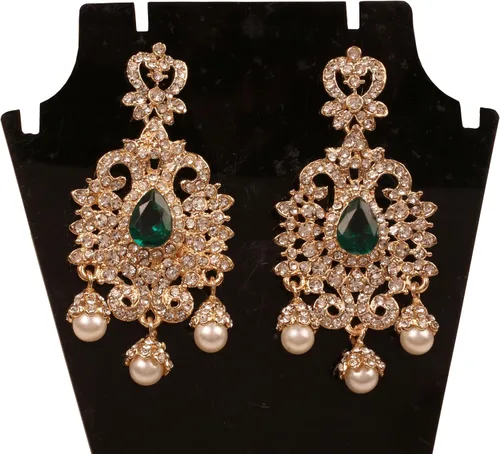 Vista 7 de Touchstone Aretes colgantes de filigrana fina india de Bollywood Royal para mujer.