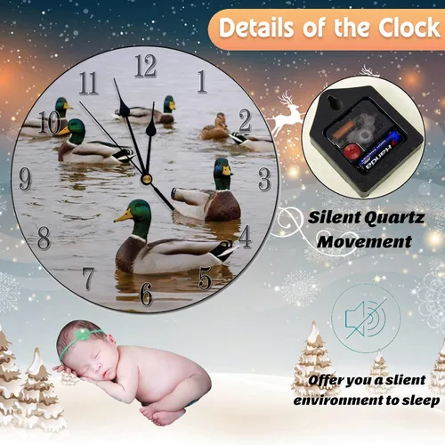 Vista 3 de Bantam Ducks Reloj de pared silencioso de 10 pulgadas, estilo 4, unisex