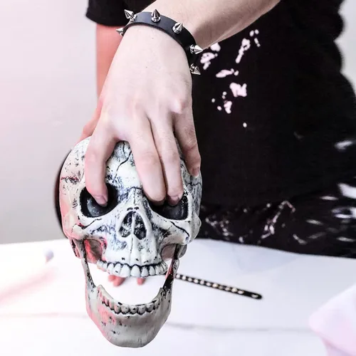Vista 5 de MILAKOO Pulsera de cuero punk para hombre, pulsera de cuero con espiga para mujer