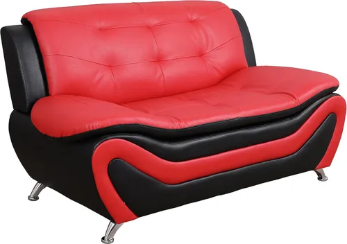 Vista 7 de Beverly Fine Furniture Aldo (3 piezas) Moderno juego de sofás, negro/rojo