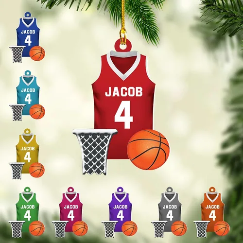 Vista 20 de Adorno Personalizado de Baloncesto 2025 - Adorno de Jugador de Baloncesto - Adornos de Árbol de Navidad de Baloncesto - Regalos de Jugador de Bkb 5