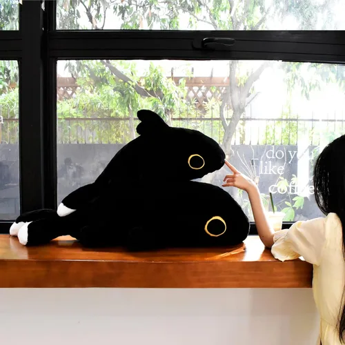 Vista 6 de Juguetes de peluche de Sharkitty, juguetes de peluche combinados de tiburón y gato (negro 27.5 pulgadas)