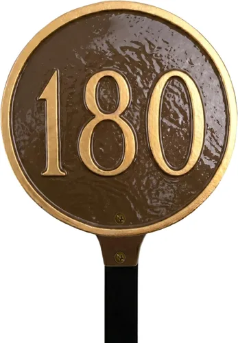 Vista 29 de Montague - Placa circular de metal con estaca para césped, 6.5 x 6.5 pulgadas, cobre antiguo/cobre