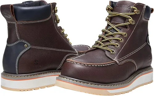 Vista 8 de HISEA NINGO Botas de trabajo para hombre, botas de acero y punta suave, 6 pulgadas, resistentes al agua, antideslizantes, zapatos de trabajo