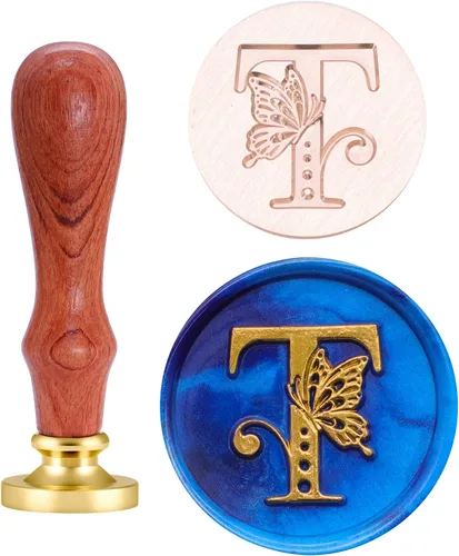 Vista 18 de SWANGSA Kit de sellos de cera del alfabeto, diseño de mariposa vintage, 26 letras A-Z con 2 asas de madera, kit de regalo para invitación de boda