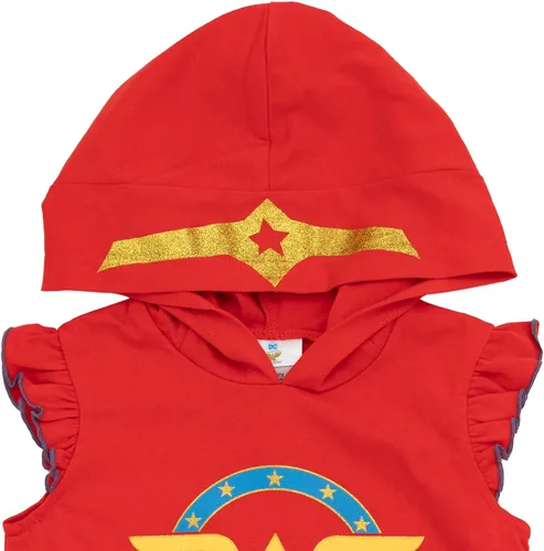 Vista 6 de DC Comics Camiseta sin mangas para niñas de la Liga de la Justicia Wonder Woman y Dolphin Active French Terry Shorts de niño a niño grande