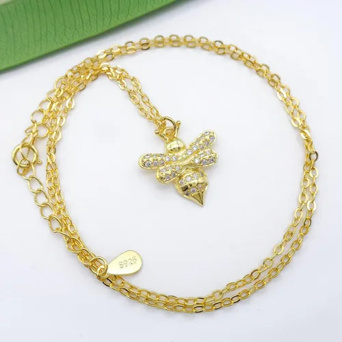 Vista 6 de Hiqmic 925 Sterling Silver Cute Bee Zirconia Pendant Necklace White Gold Plated Fashion Jewelry Gift 16"-18" WK99048