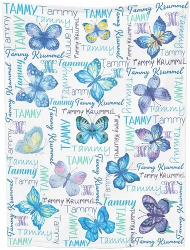 Vista 4 de Mantas de mariposa personalizadas para mujeres y niñas, manta de mariposa de franela suave, cálida y acogedora, regalos para niños y adultos