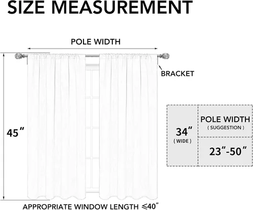 Vista 6 de Easy-Going - Cortinas opacas con bolsillo para varilla para dormitorio, cortinas de ventana para oscurecer la habitación para sala de estar