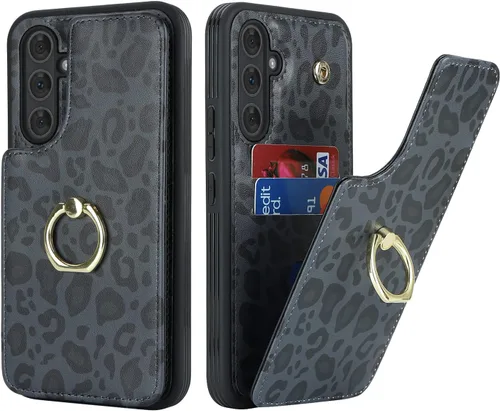 Vista 57 de Lipvina Funda para Samsung Galaxy A03s con tarjetero, Galaxy A03s Funda tipo cartera para mujer, tarjetero de crédito, soporte de anillo, fundas