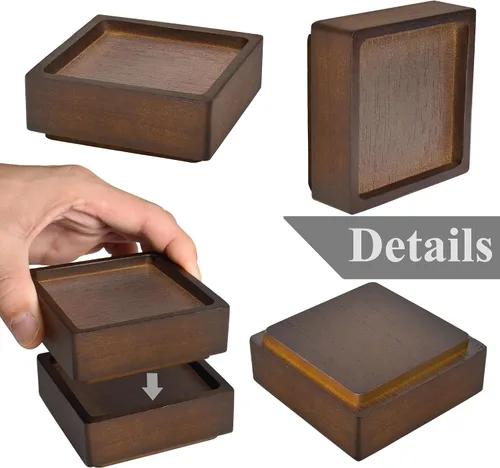 Vista 3 de Elevadores de madera para cama, bloques de madera resistentes, apilables de 1 pulgada a 2 pulgadas, 3 pulgadas 4 pulgadas de alto, elevadores