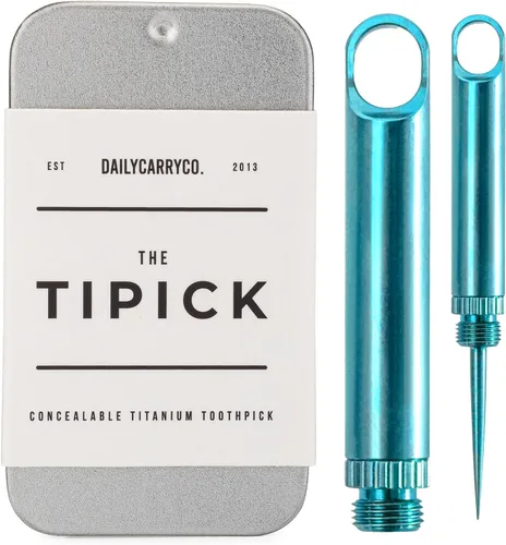 Vista 15 de DAILYCARRYCO. Soporte para palillos de dientes de titanio TiPick - Portátil de metal para viajes - Palillo mondadientes reutilizable EDC micro