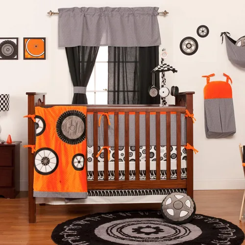 Vista 4 de Teyo's Tires - Edredón mediano, negro, blanco, gris, naranja
