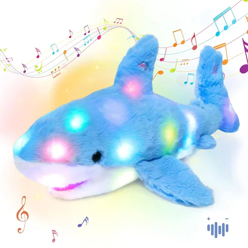 Vista 14 de Hopearl Pato de peluche LED que se ilumina, patito relleno de animal de granja flexible, luces nocturnas que brillan en la oscuridad, regalos