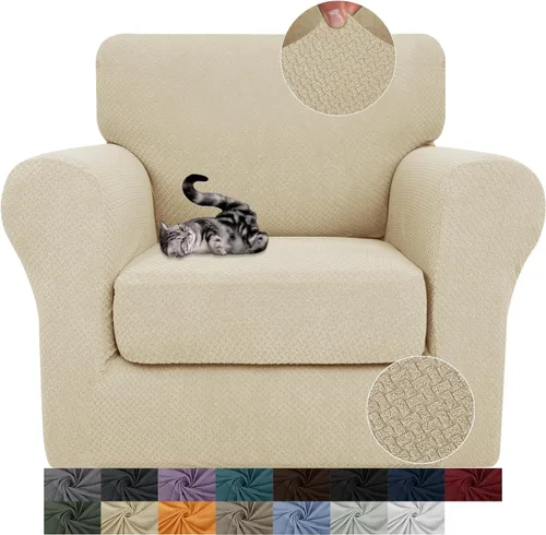 Vista 42 de JIVINER Fundas de sofá de 3 piezas para sofá de 2 cojines, funda elástica para sofá con 2 fundas de cojín de asiento extra grandes, fundas de sofá